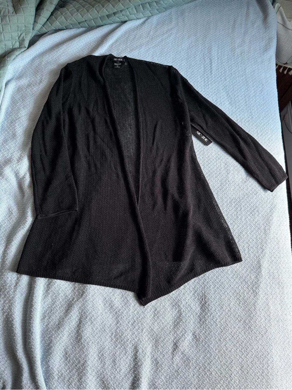 NIC+ZOE Black Open-Knit Cardigan